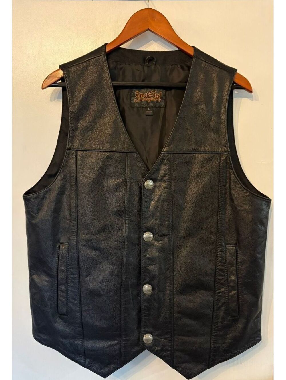 Street & Steel Leather Vest, Size L